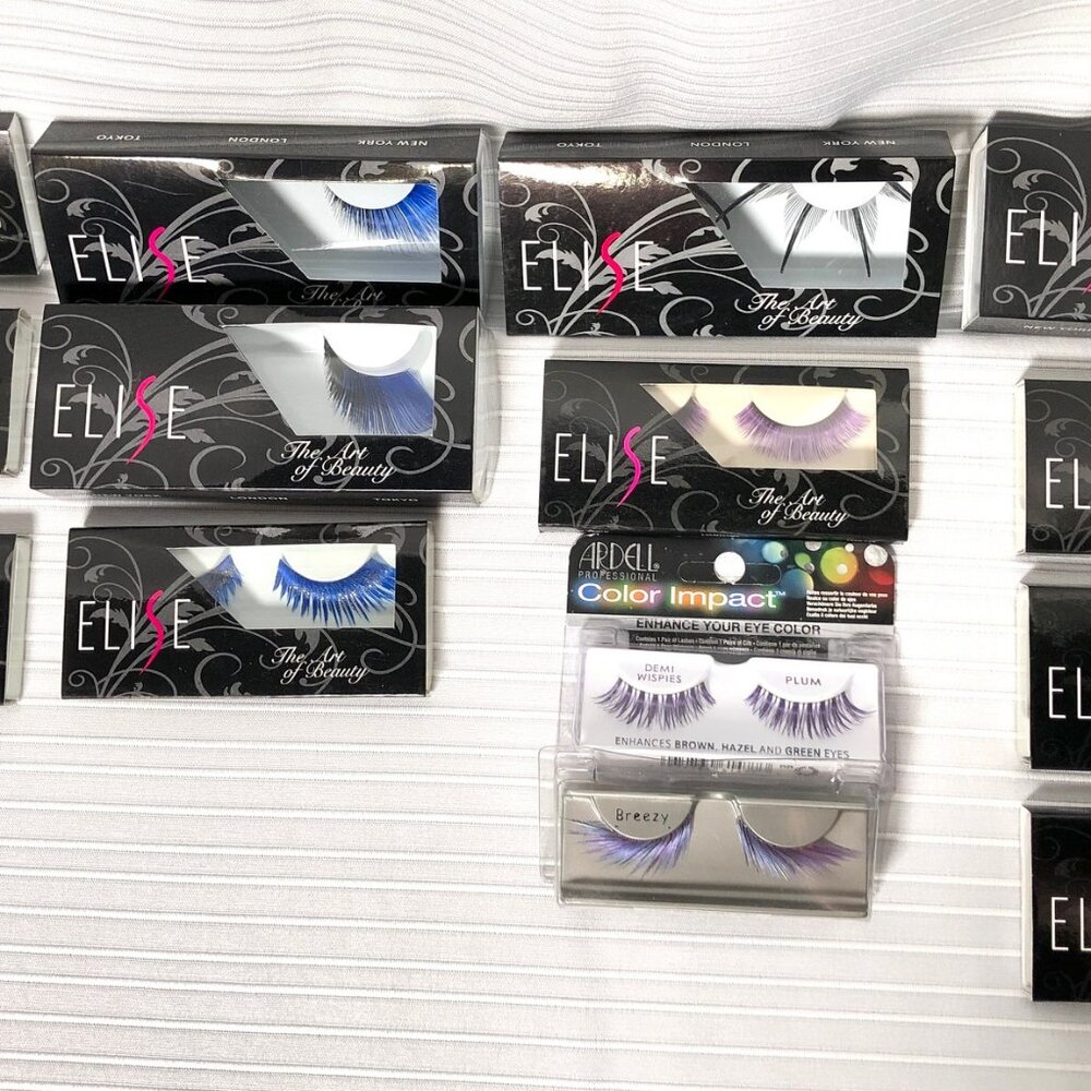 Variety Pack 12 Elise Faux Colored Eyelashes and (2) of Ardell Colored Lashes